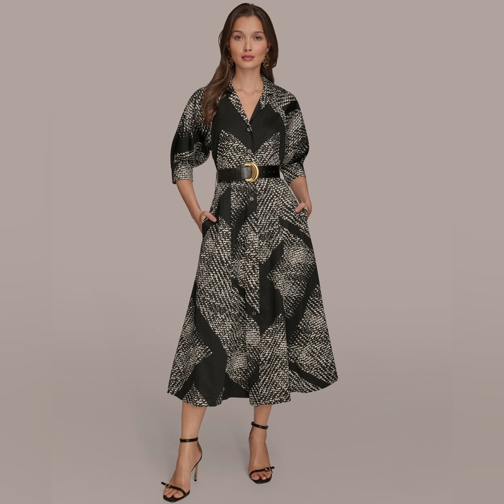 Donna Karan Women's Floral Midi Shirt Dress. Size 12. NWT